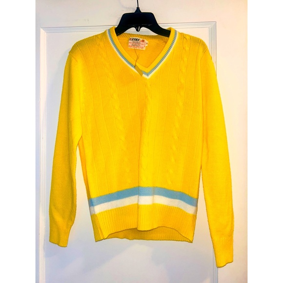 NWT Vintage IZOD Exclusive Yellow Long Sleeve Cable Knit Tennis Sweater Size 18
